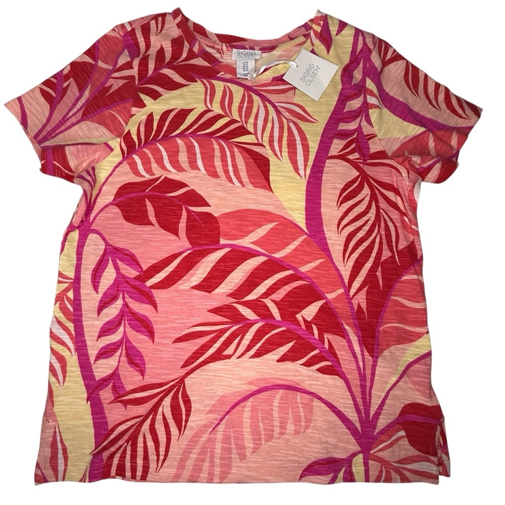 NWT Sigrid Olsen Tropical Print Shirt size XS